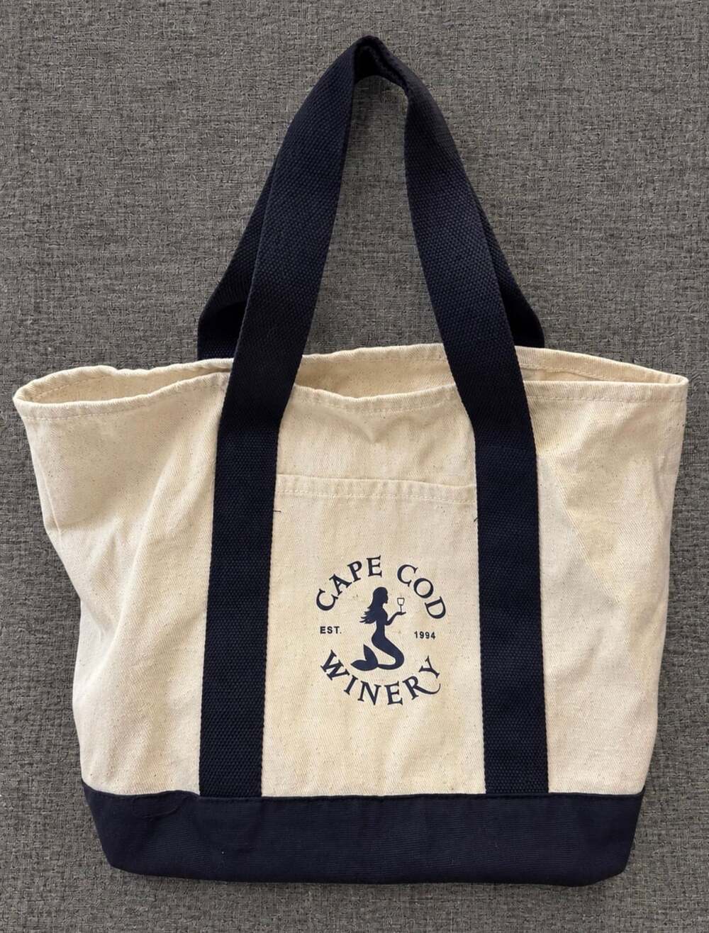 Port Authority Cape Cod Winery Tote Bag Natural Navy Canvas